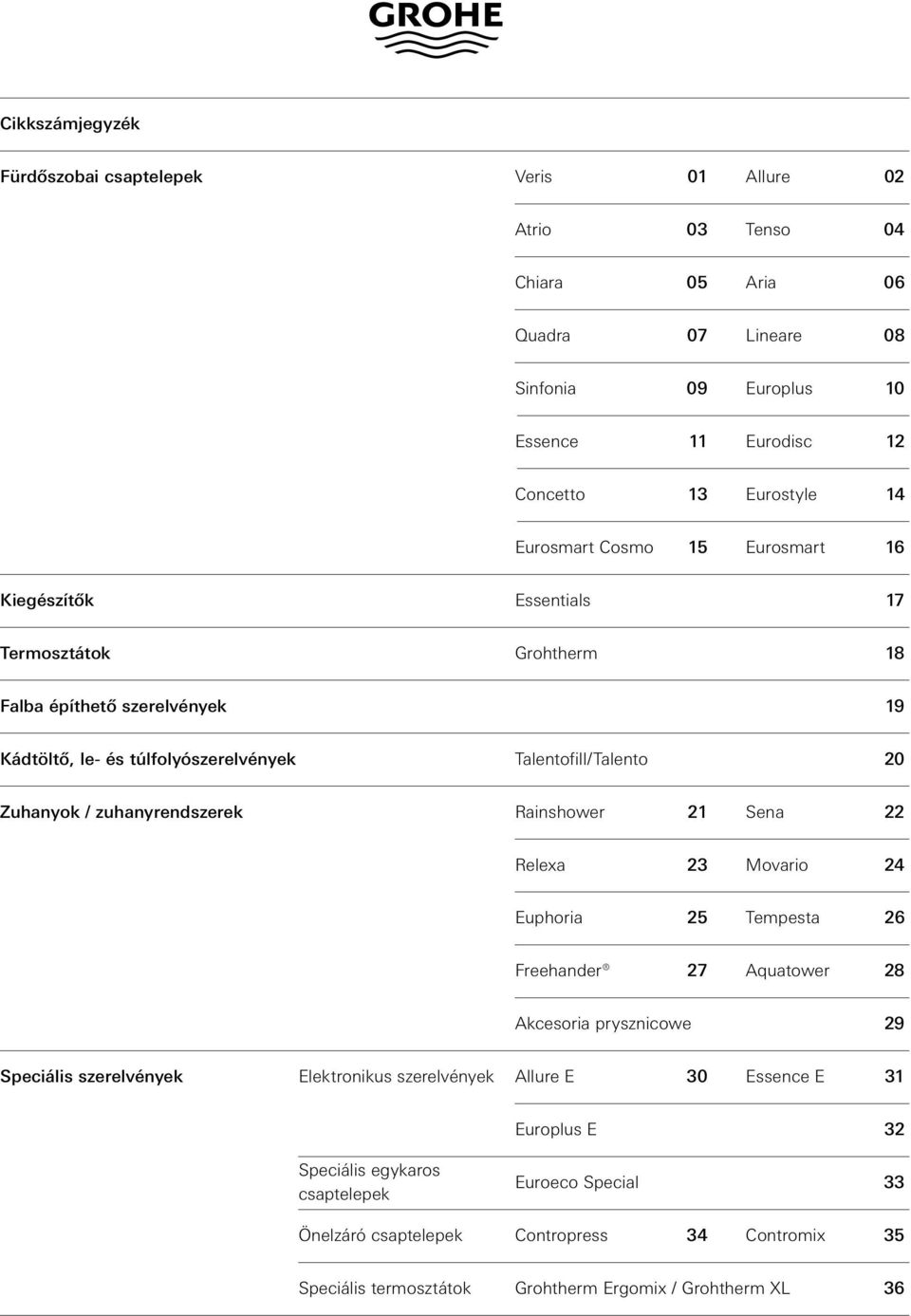 zuhanyrendszerek Rainshower Sena Relexa Movario Euphoria Tempesta Freehander 7 Aquatower 8 Akcesoria prysznicowe 9 Speciális szerelvények Elektronikus szerelvények