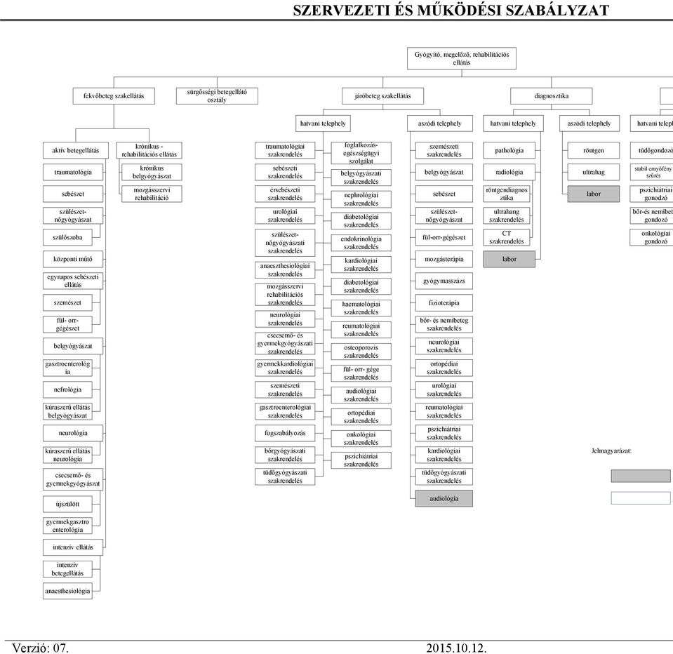 ellátás neurológia és gyermekgyógyászat krónikus - rehabilitációs ellátás krónikus belgyógyászat mozgásszervi rehabilitáció traumatológiai szakrendelés sebészeti szakrendelés érsebészeti szakrendelés
