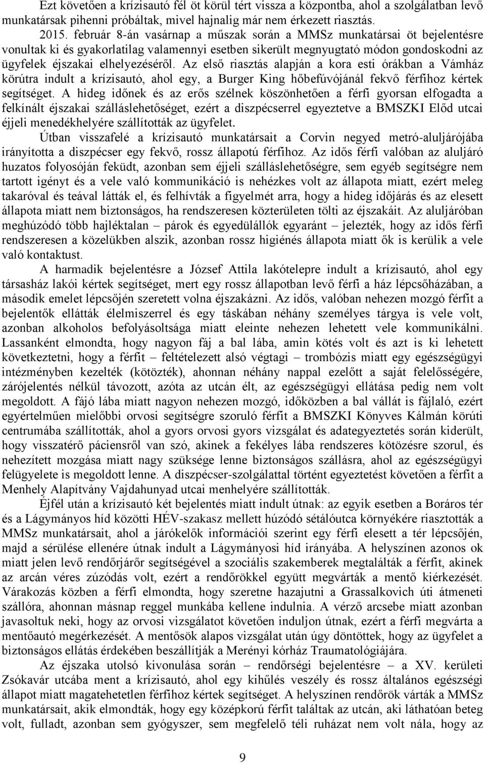 Az első riasztás alapján a kora esti órákban a Vámház körútra indult a krízisautó, ahol egy, a Burger King hőbefúvójánál fekvő férfihoz kértek segítséget.