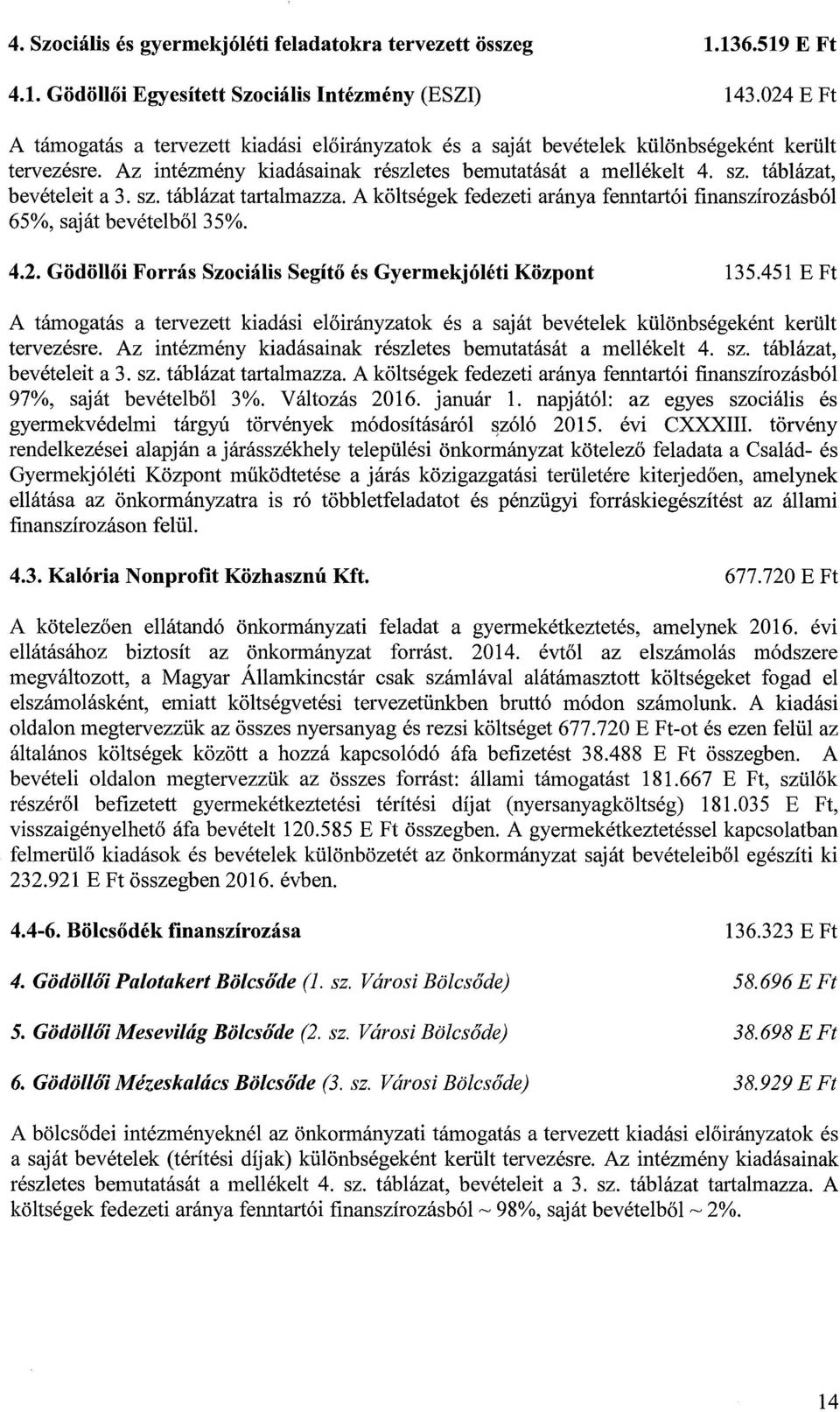 táblázat, bevételeit a 3. sz. táblázat tartalmazza. A költségek fedezeti aránya fenntartói finanszírozásból 65%, saját bevételből 35%. 4.2.