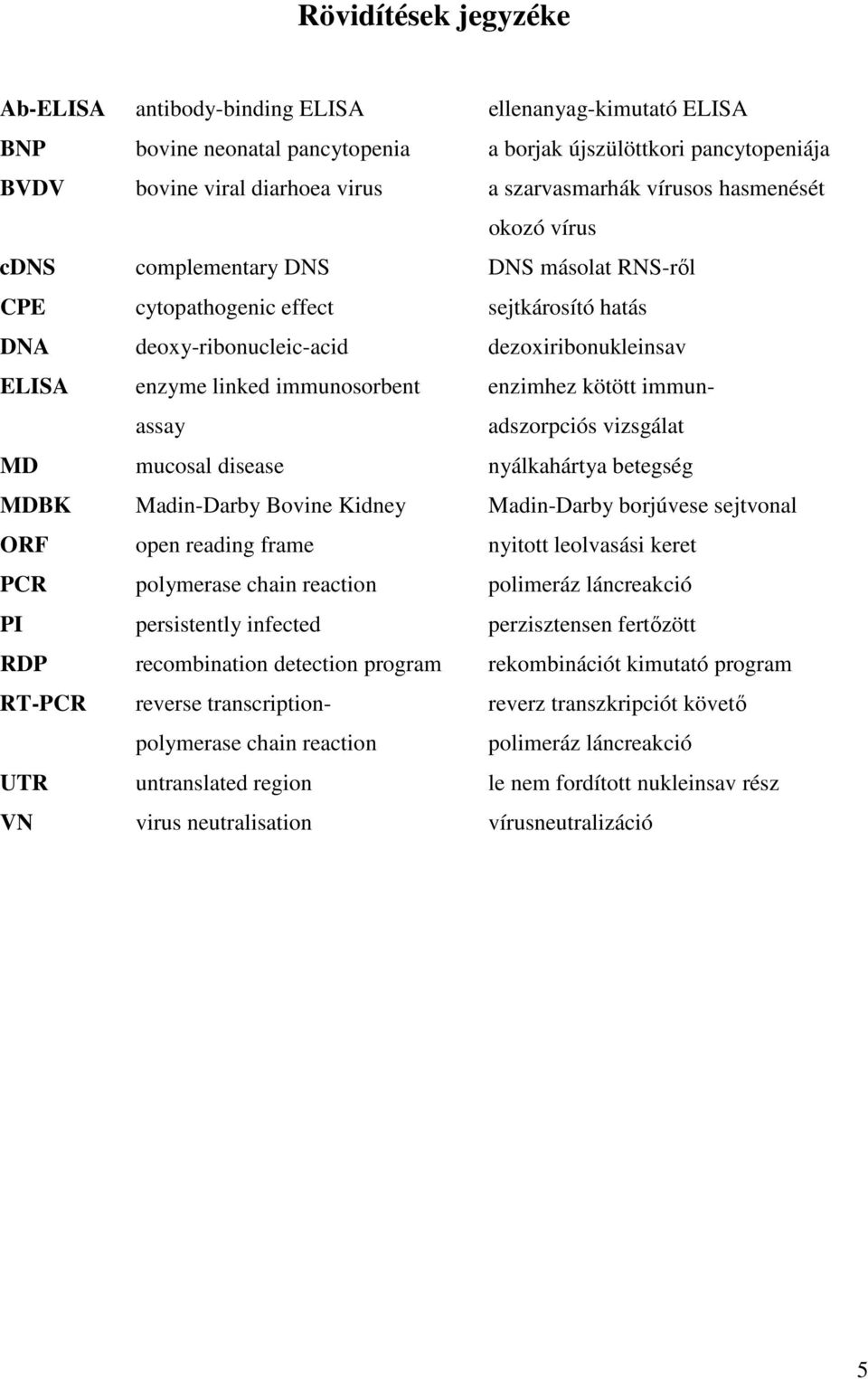 immunosorbent enzimhez kötött immunassay adszorpciós vizsgálat MD mucosal disease nyálkahártya betegség MDBK Madin-Darby Bovine Kidney Madin-Darby borjúvese sejtvonal ORF open reading frame nyitott