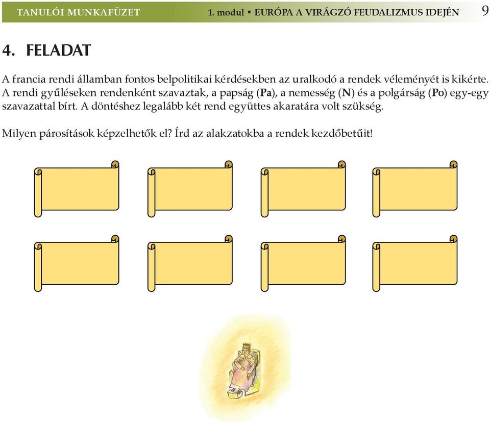 A rendi gyűléseken rendenként szavaztak, a papság (Pa), a nemesség (N) és a polgárság (Po) egy-egy