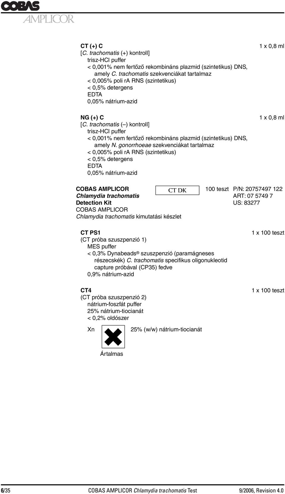 trachomatis ( ) kontroll] trisz-hcl puffer < 0,001% nem fertőző rekombináns plazmid (szintetikus) DNS, amely N.