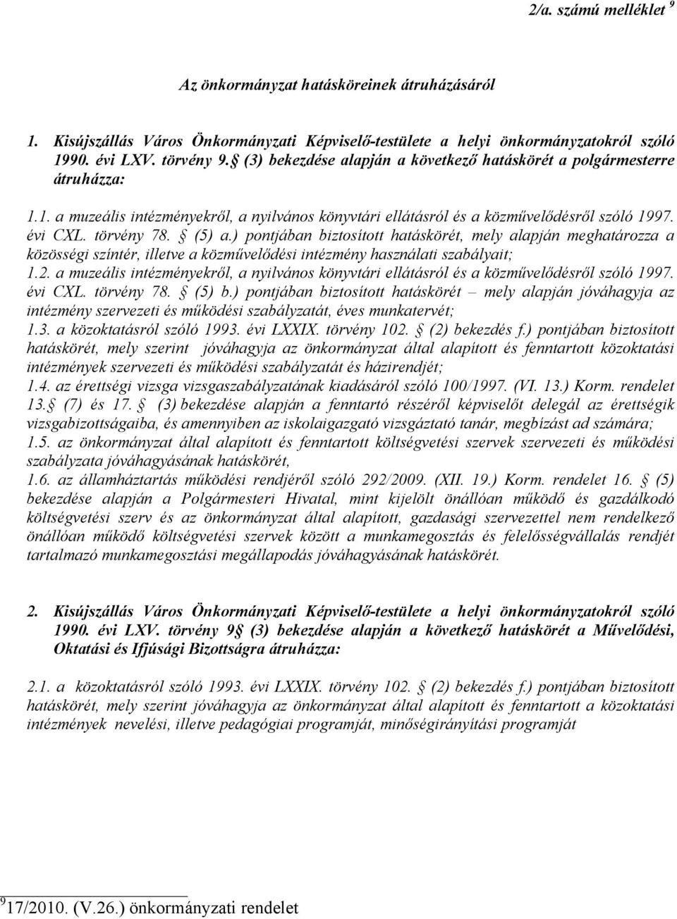 ) pontjában biztosított hatáskörét, mely alapján meghatározza a közösségi színtér, illetve a közművelődési intézmény használati szabályait; 1.2.