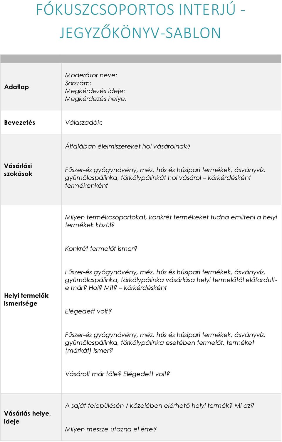 Konkrét termelőt ismer? Helyi termelők ismertsége gyümölcspálinka, törkölypálinka vásárlása helyi termelőtől előfordulte már? Hol? Mit? körkérdésként Elégedett volt?