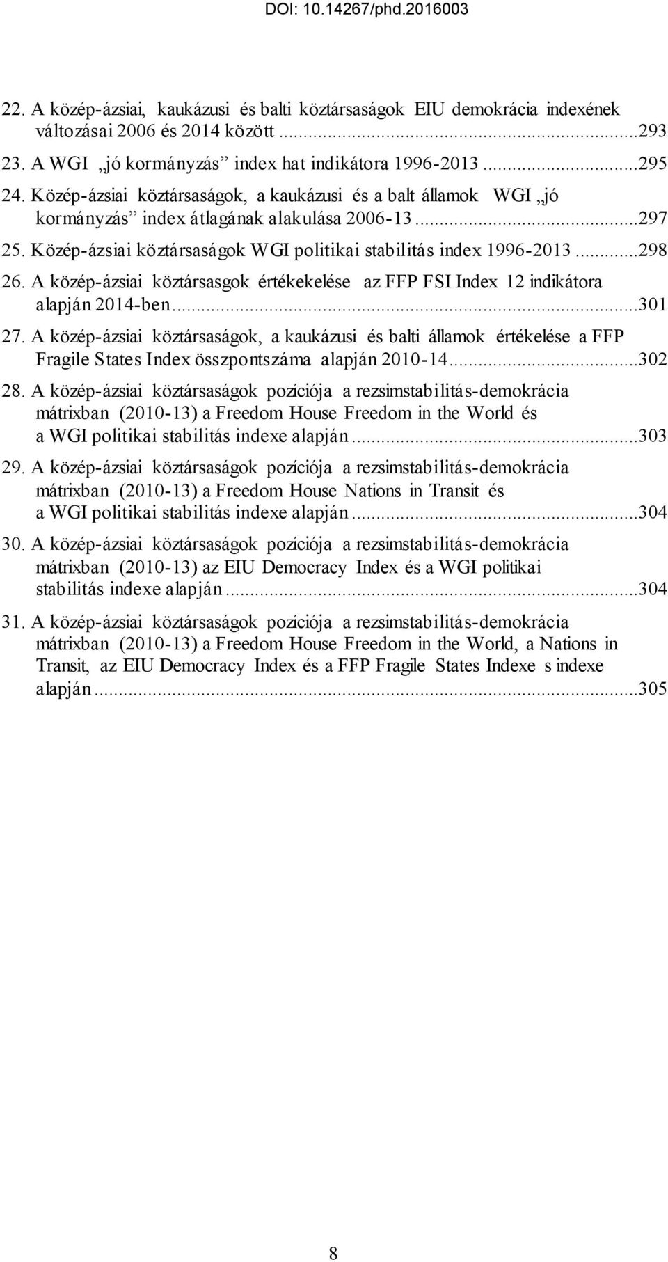 A közép-ázsiai köztársasgok értékekelése az FFP FSI Index 12 indikátora alapján 2014-ben...301 27.