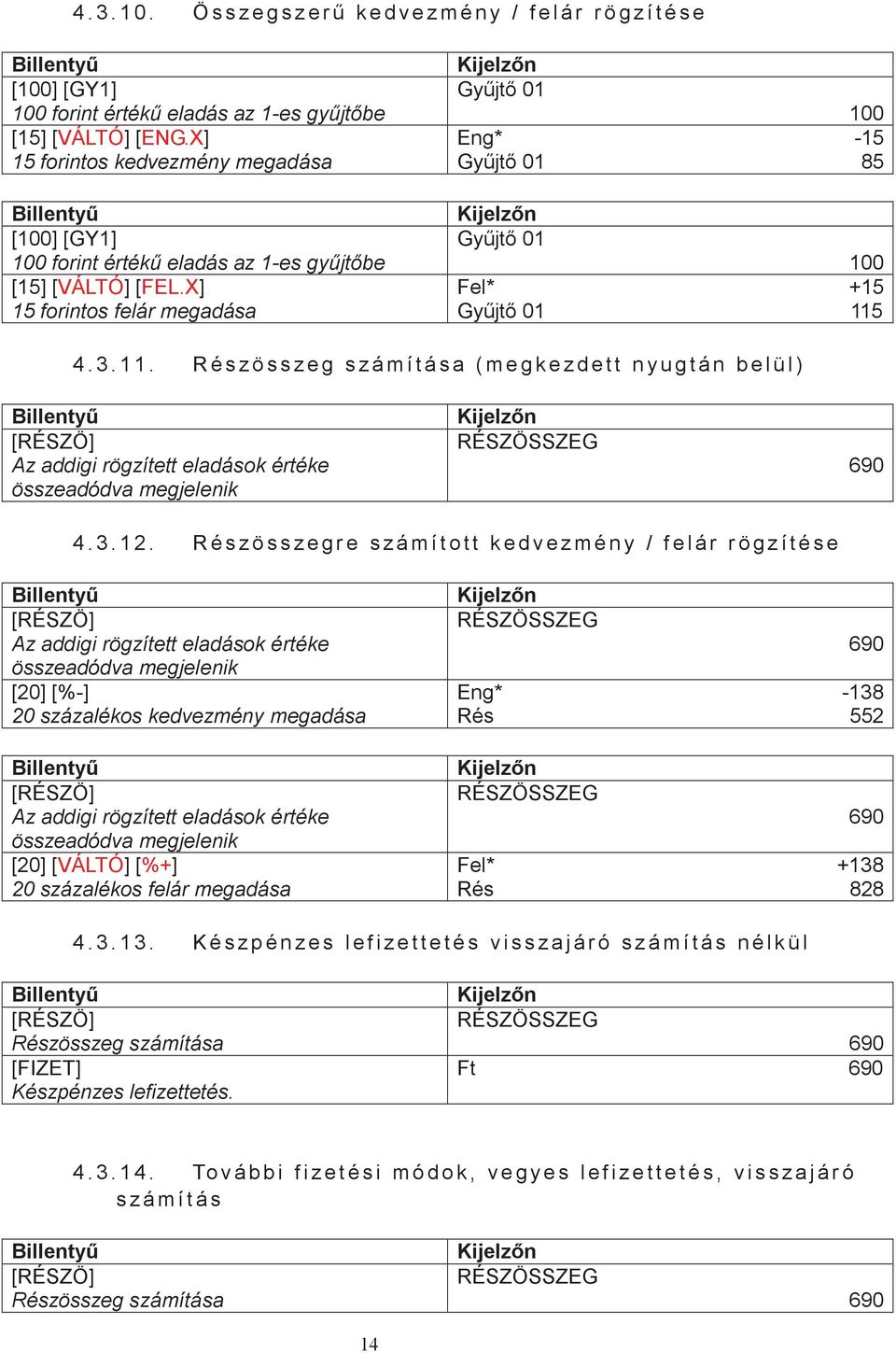 X] 15 forintos felár megadása Gyűjtő 01 100 Eng* -15 Gyűjtő 01 85 Gyűjtő 01 100 Fel* +15 Gyűjtő 01 115 4. 3. 1 1.