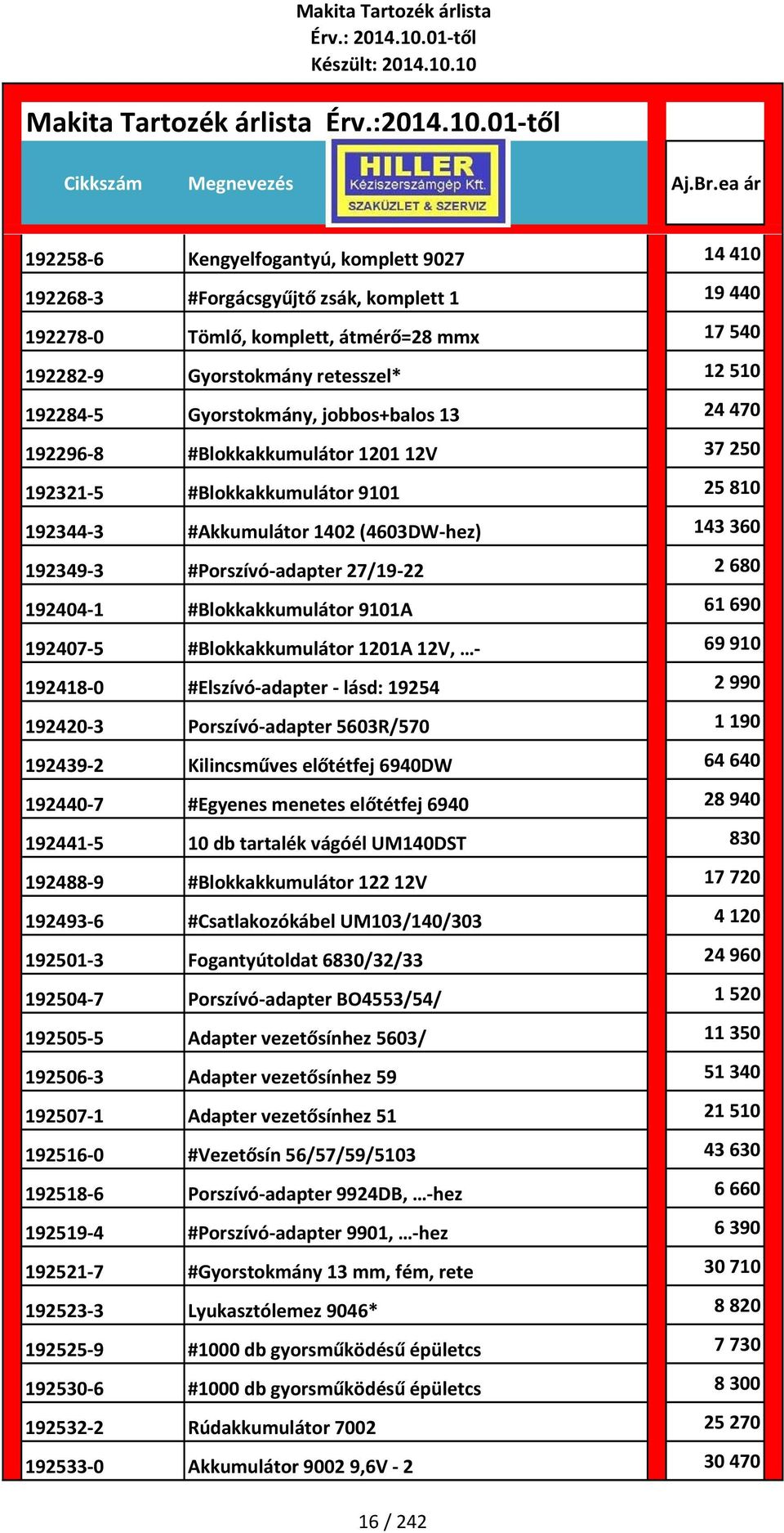 22 2 680 192404 1 #Blokkakkumulátor 9101A 61 690 192407 5 #Blokkakkumulátor 1201A 12V, 69 910 192418 0 #Elszívó adapter lásd: 19254 2 990 192420 3 Porszívó adapter 5603R/570 1 190 192439 2