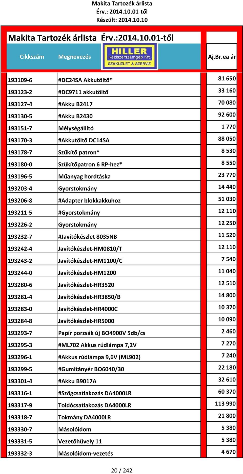 2 Gyorstokmány 12 250 193232 7 #Javítókészlet 8035NB 11 520 193242 4 Javítókészlet HM0810/T 12 110 193243 2 Javítókészlet HM1100/C 7 540 193244 0 Javítókészlet HM1200 11 040 193280 6 Javítókészlet