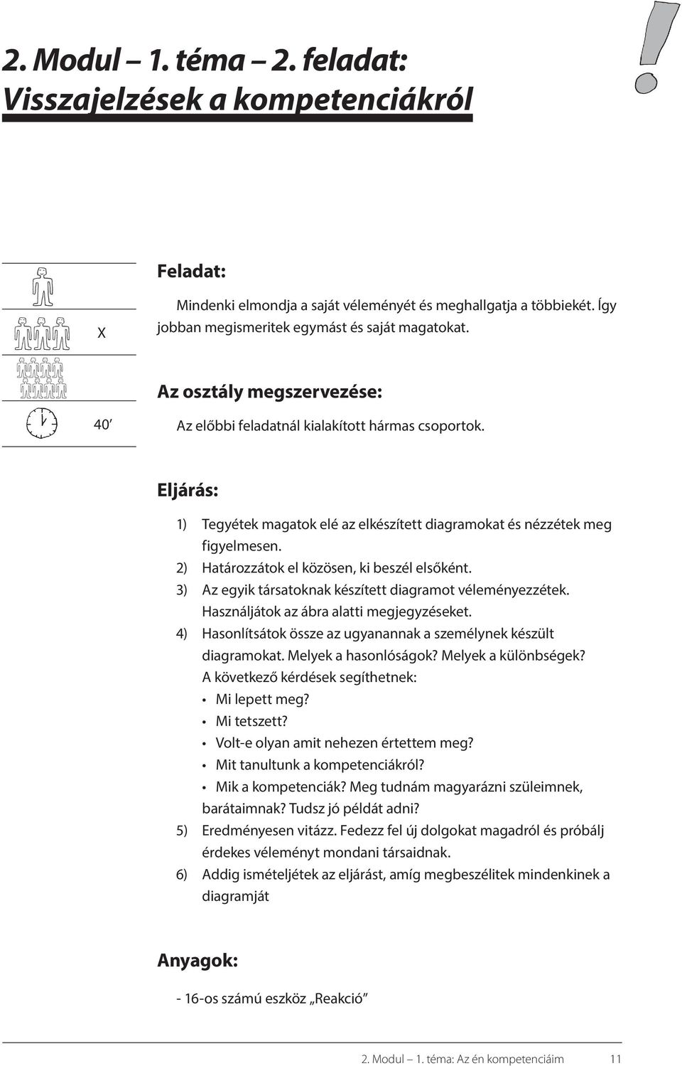 2) Határozzátok el közösen, ki beszél elsőként. 3) Az egyik társatoknak készített diagramot véleményezzétek. Használjátok az ábra alatti megjegyzéseket.