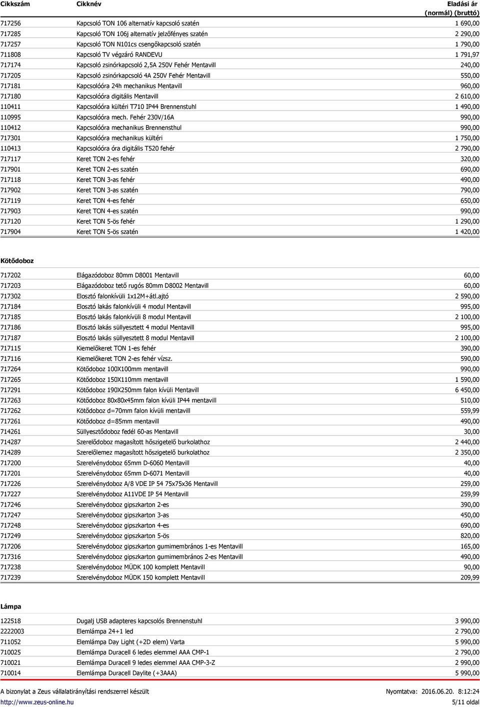 Mentavill Kapcsolóóra 24h mechanikus Mentavill Kapcsolóóra digitális Mentavill Kapcsolóóra kültéri T710 IP44 Brennenstuhl Kapcsolóóra mech.