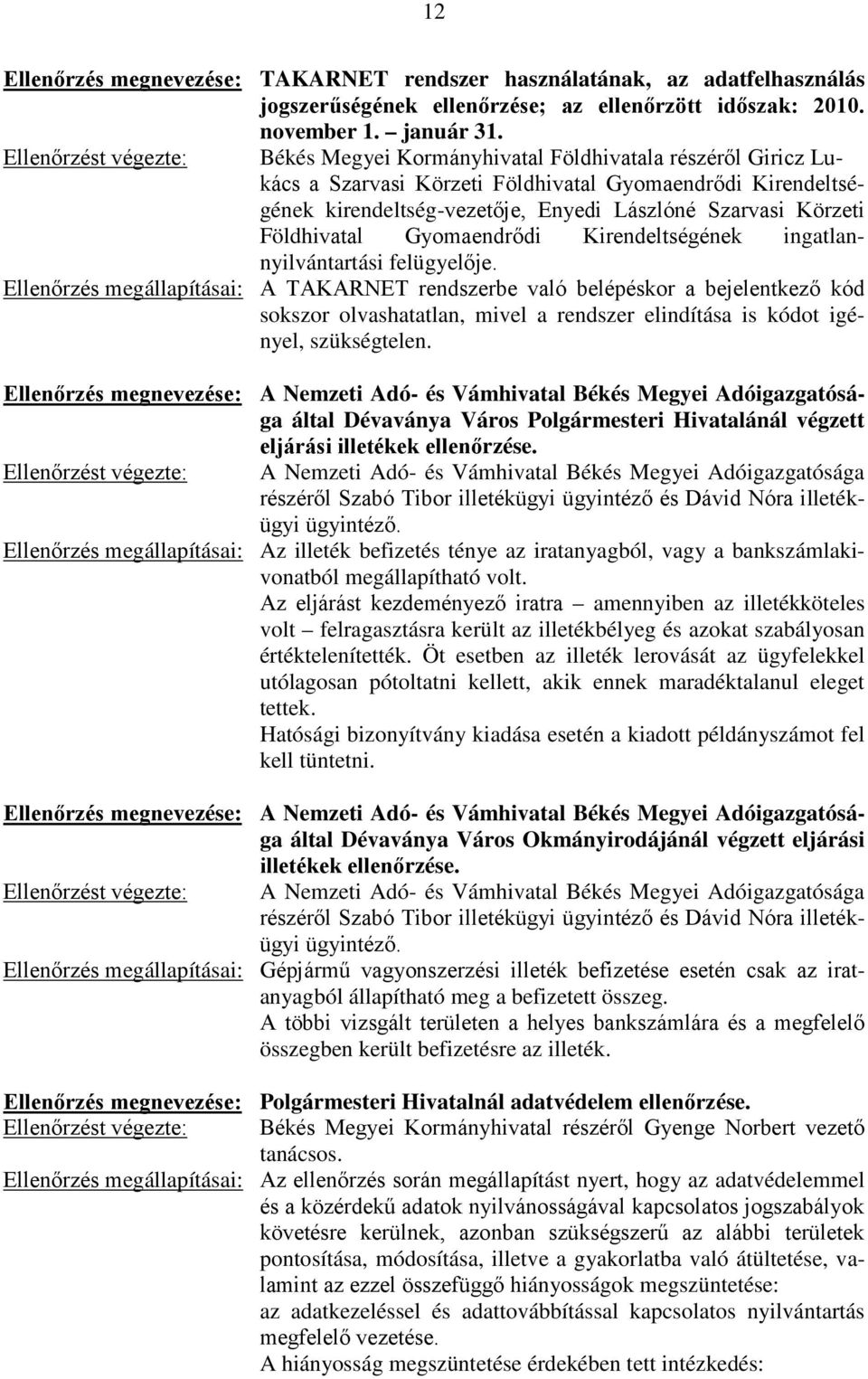 Körzeti Földhivatal Gyomaendrődi Kirendeltségének ingatlannyilvántartási felügyelője.