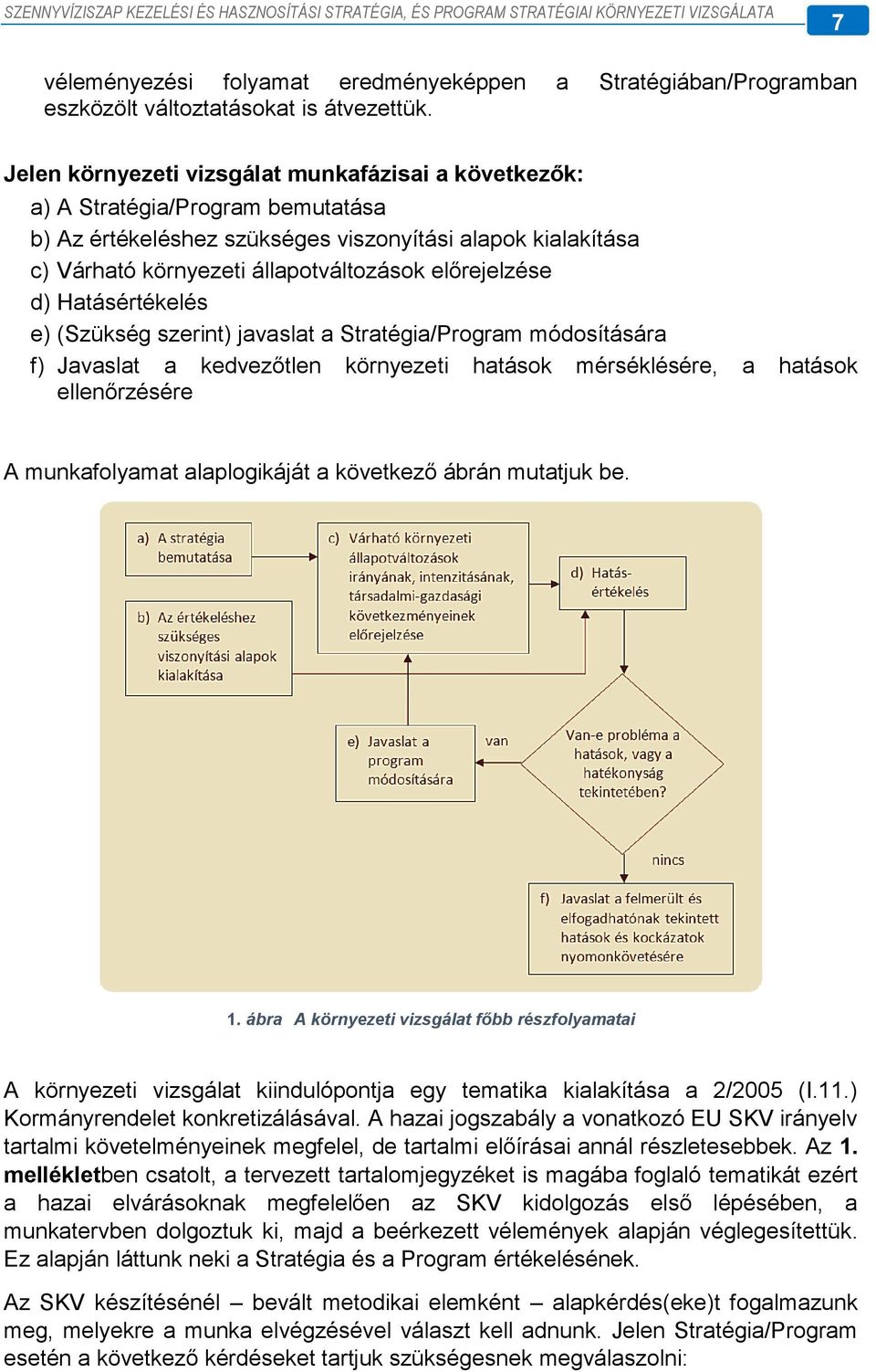 előrejelzése d) Hatásértékelés e) (Szükség szerint) javaslat a Stratégia/Program módosítására f) Javaslat a kedvezőtlen környezeti hatások mérséklésére, a hatások ellenőrzésére A munkafolyamat