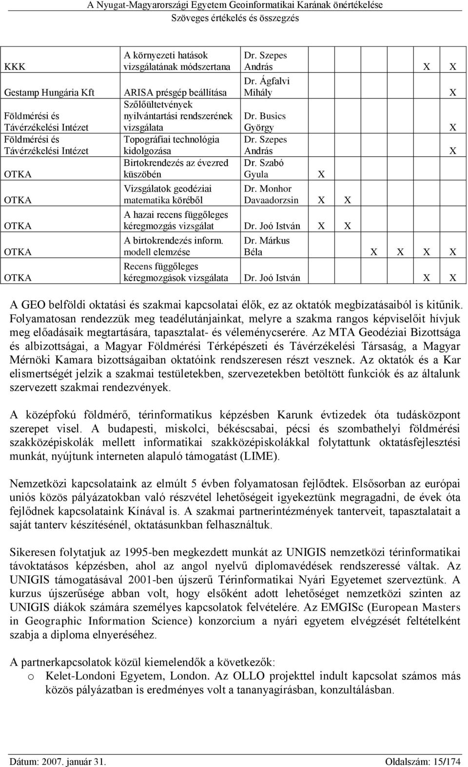 köréből Dr. Szepes András X X Dr. Ágfalvi Mihály Dr. Busics György Dr. Szepes András Dr. Szabó Gyula X Dr. Monhor Davaadorzsin X X A hazai recens függőleges kéregmozgás vizsgálat Dr.