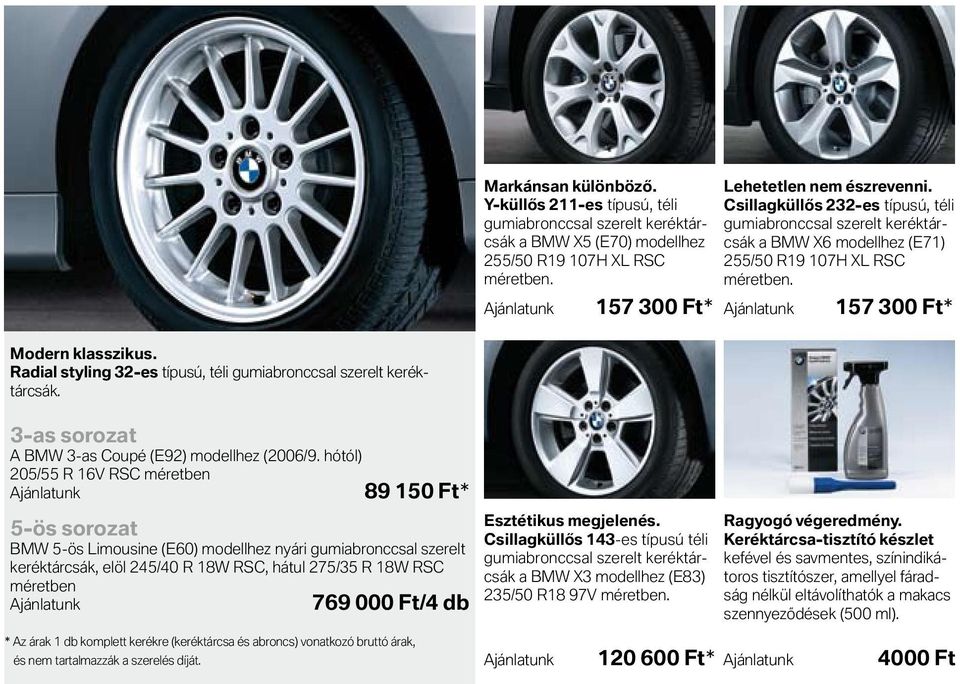 Radial styling 32-es típusú, téli gumiabronccsal szerelt keréktárcsák. 3-as sorozat A BMW 3-as Coupé (E92) modellhez (2006/9.