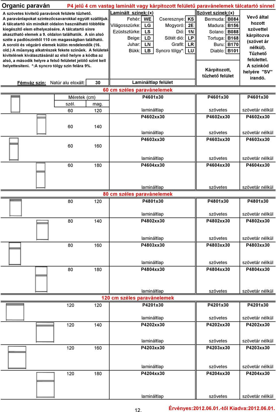 A felületek kivitelének kiválasztásánál az első helyre a kódba az alsó, a második helyre a felső felületet jelölő színt kell helyettesíteni. *:A syncro tölgy szín felára 9%.