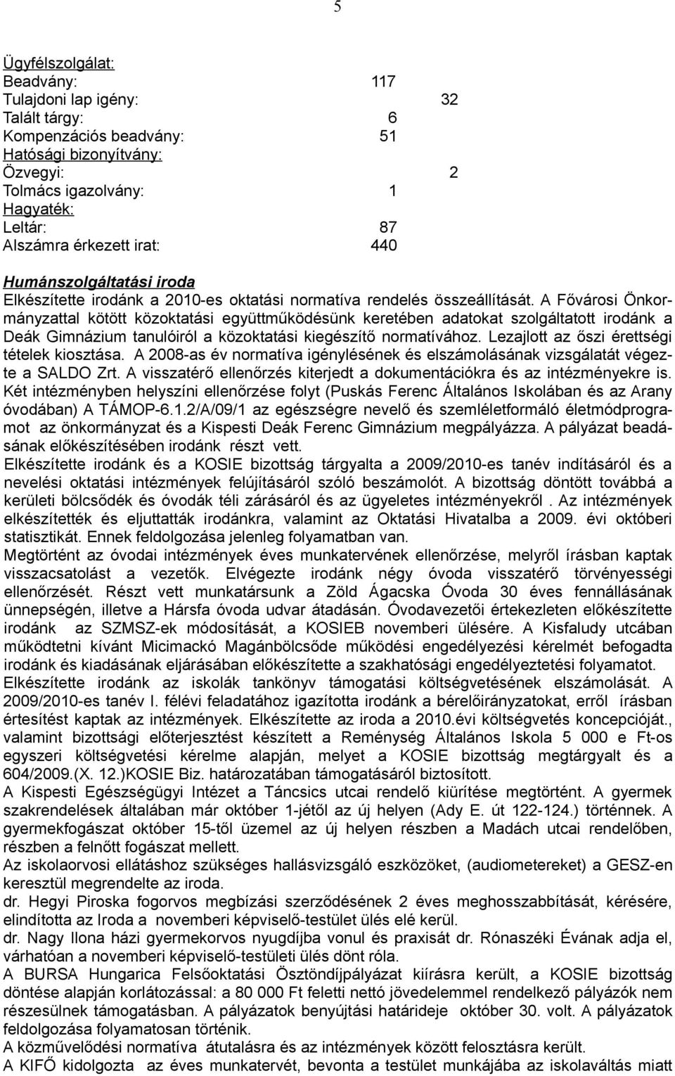 A Fővárosi Önkormányzattal kötött közoktatási együttműködésünk keretében adatokat szolgáltatott irodánk a Deák Gimnázium tanulóiról a közoktatási kiegészítő normatívához.