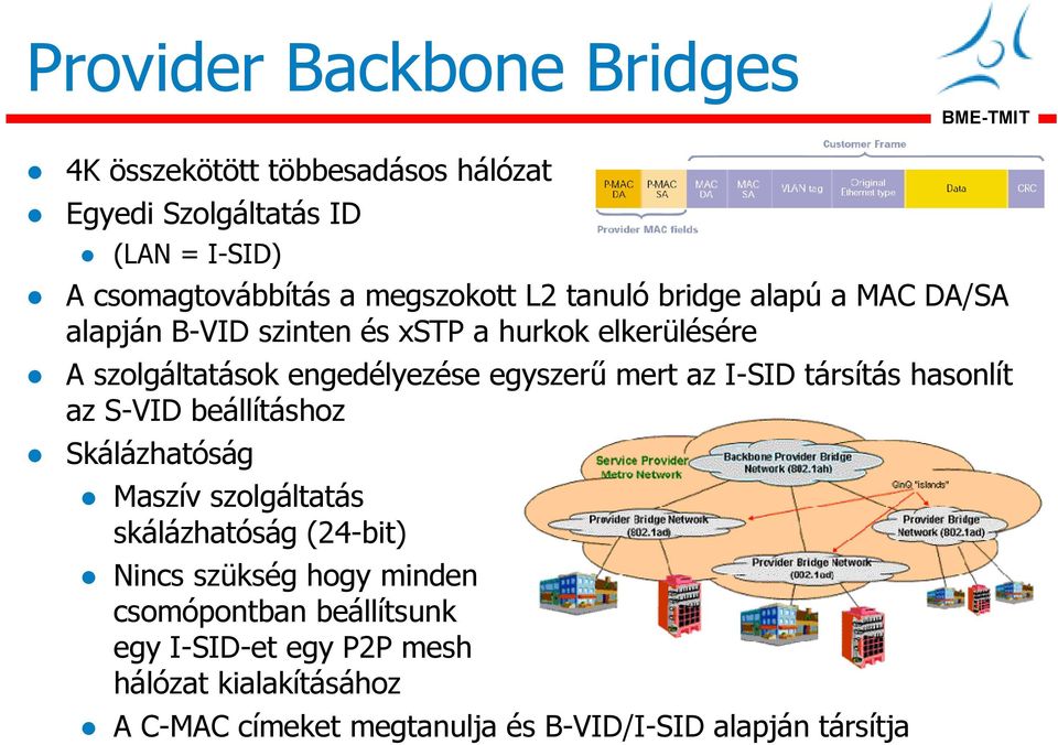 az I-SID társítás hasonlít az S-VID beállításhoz Skálázhatóság Maszív szolgáltatás skálázhatóság (24-bit) Nincs szükség hogy minden