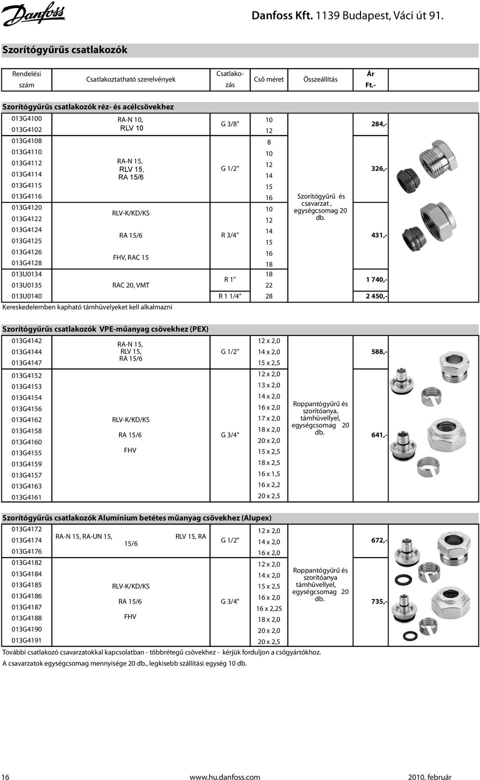 RA-N 15, 12 RLV 15, G 1/2" 013G4114 RA 15/6 14 013G4115 15 013G4116 16 013G4120 10 RLV-K/KD/KS 013G4122 12 013G4124 14 RA 15/6 R 3/4" 013G4125 15 013G4126 16 FHV, RAC 15 013G4128 18 013U0134 18 R 1"