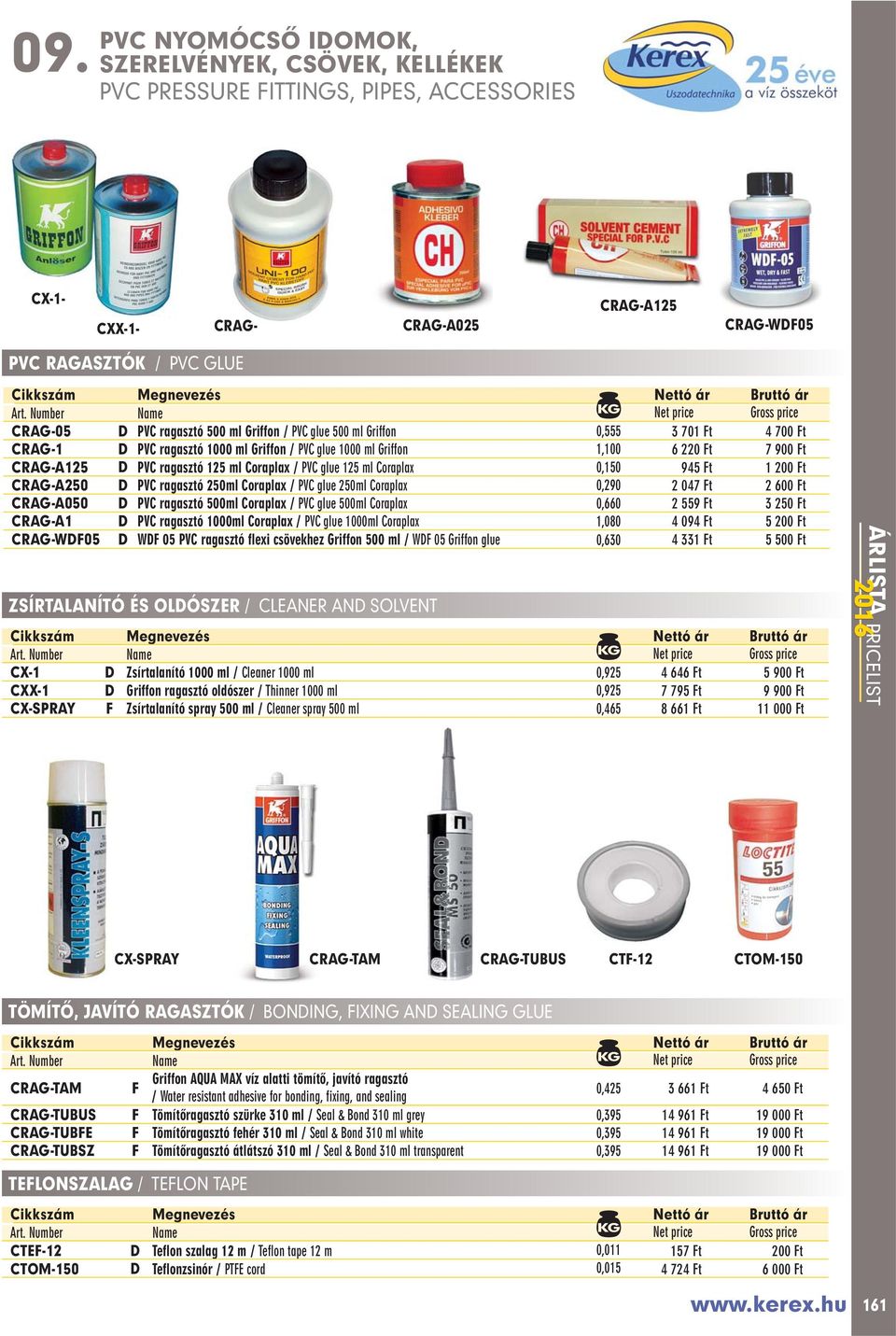 250ml Coraplax 0,290 2 047 Ft 2 600 Ft CRAG-A050 D PVC ragasztó 500ml Coraplax / PVC glue 500ml Coraplax 0,660 2 559 Ft 3 250 Ft CRAG-A1 D PVC ragasztó 1000ml Coraplax / PVC glue 1000ml Coraplax