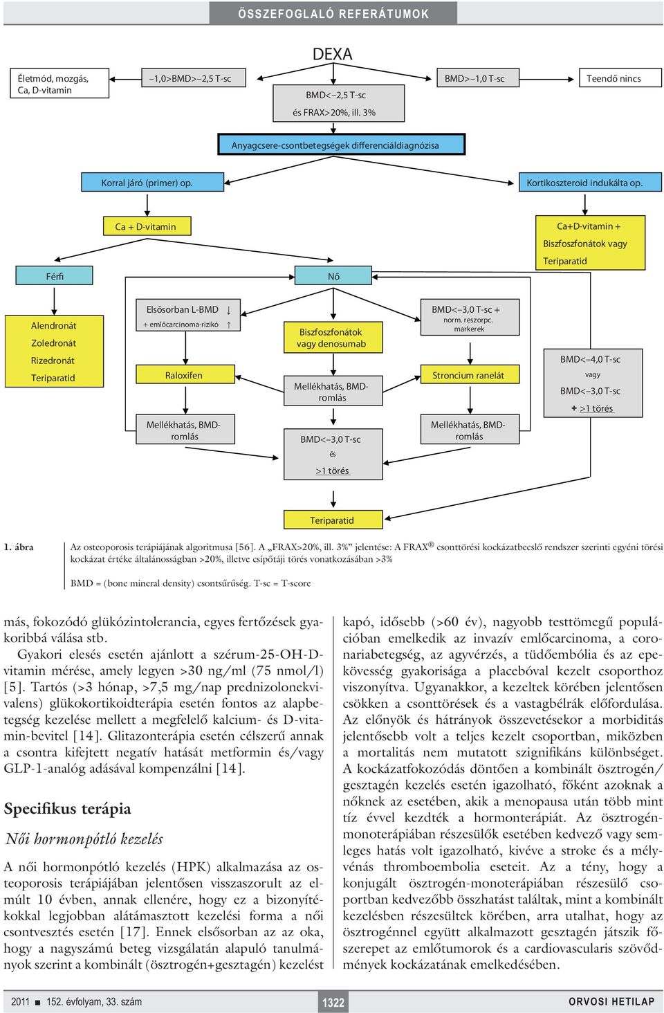 Ca + D-vitamin Ca+D-vitamin + Biszfoszfonátok vagy Teriparatid Férfi Nő Alendronát Zoledronát Rizedronát Teriparatid Elsősorban L-BMD + emlőcarcinoma-rizikó Raloxifen Biszfoszfonátok vagy denosumab