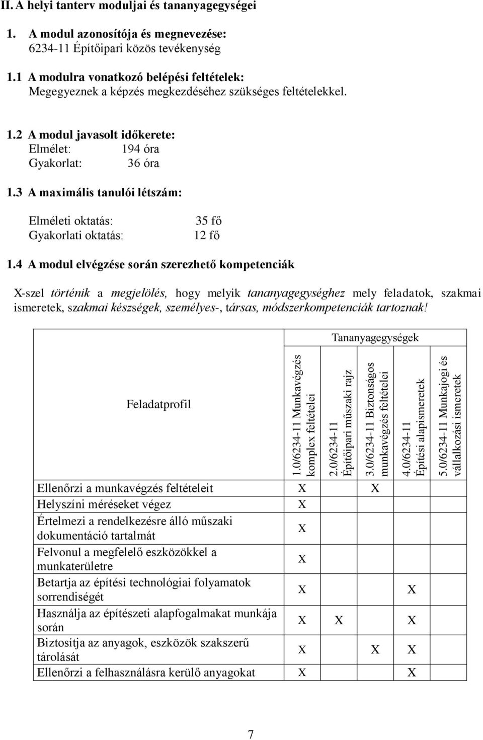 1 A modulra vonatkozó belépési feltételek: Megegyeznek a képzés megkezdéséhez szükséges feltételekkel. 1.2 A modul javasolt időkerete: Elmélet: 194 óra Gyakorlat: 36 óra 1.