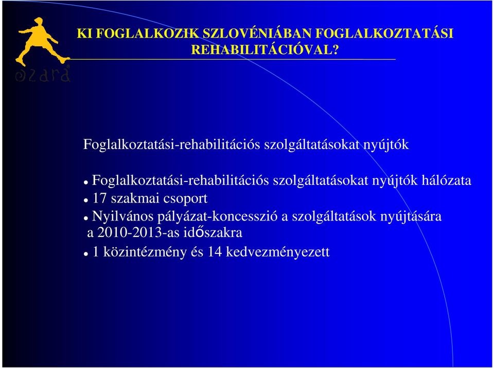 hálózata 17 szakmai csoport Nyilvános pályázat-koncesszió a szolgáltatások