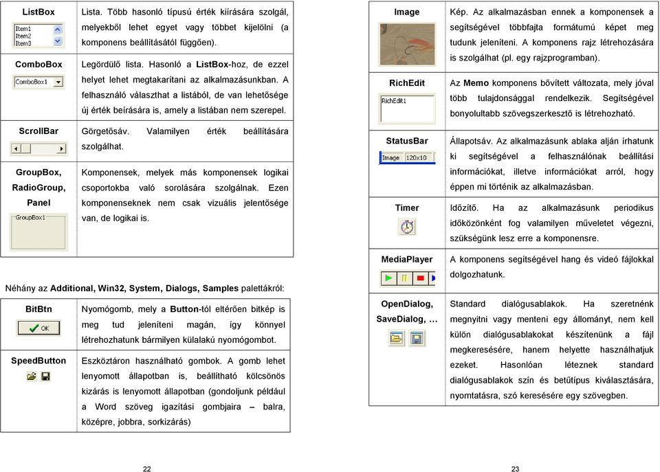 A komponens rajz létrehozására ComboBox Legördülő lista. Hasonló a ListBox-hoz, de ezzel is szolgálhat (pl. egy rajzprogramban). helyet lehet megtakarítani az alkalmazásunkban.