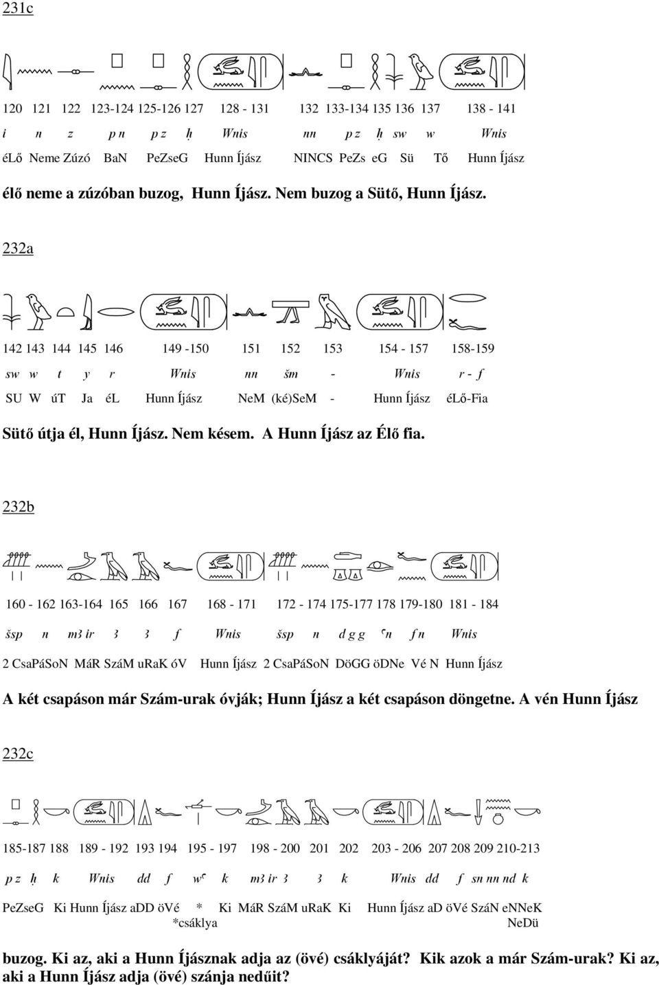 232a 142 143 144 145 146 149-150 151 152 153 154-157 158-159 sw w t y r Wnis nn Sm - Wnis r - f SU W út Ja él Hunn Íjász NeM (ké)sem - Hunn Íjász élı-fia Sütı útja él, Hunn Íjász. Nem késem.