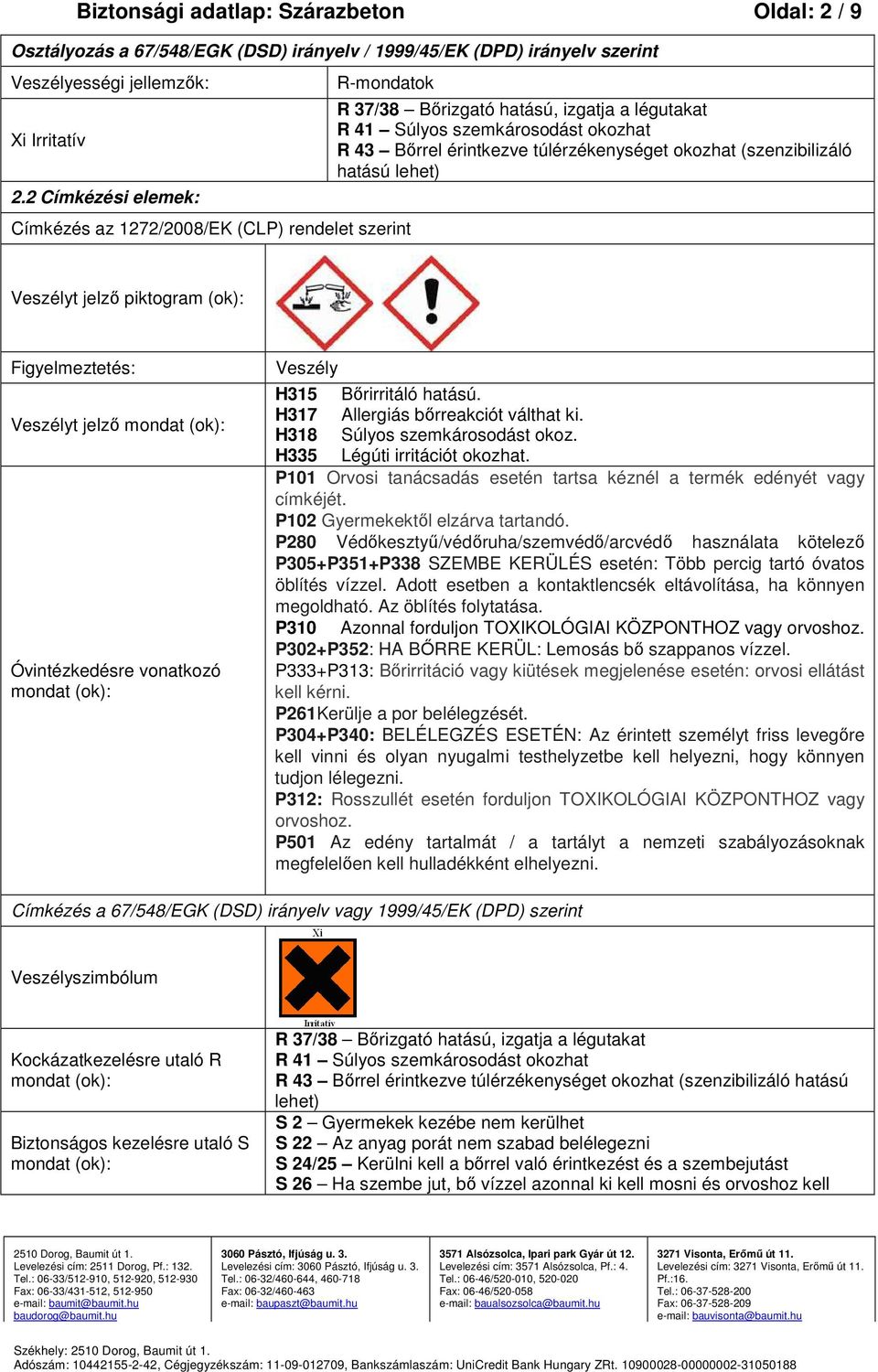 okozhat (szenzibilizáló hatású lehet) Veszélyt jelző piktogram (ok): Figyelmeztetés: Veszélyt jelző mondat (ok): Óvintézkedésre vonatkozó mondat (ok): Veszély H315 Bőrirritáló hatású.