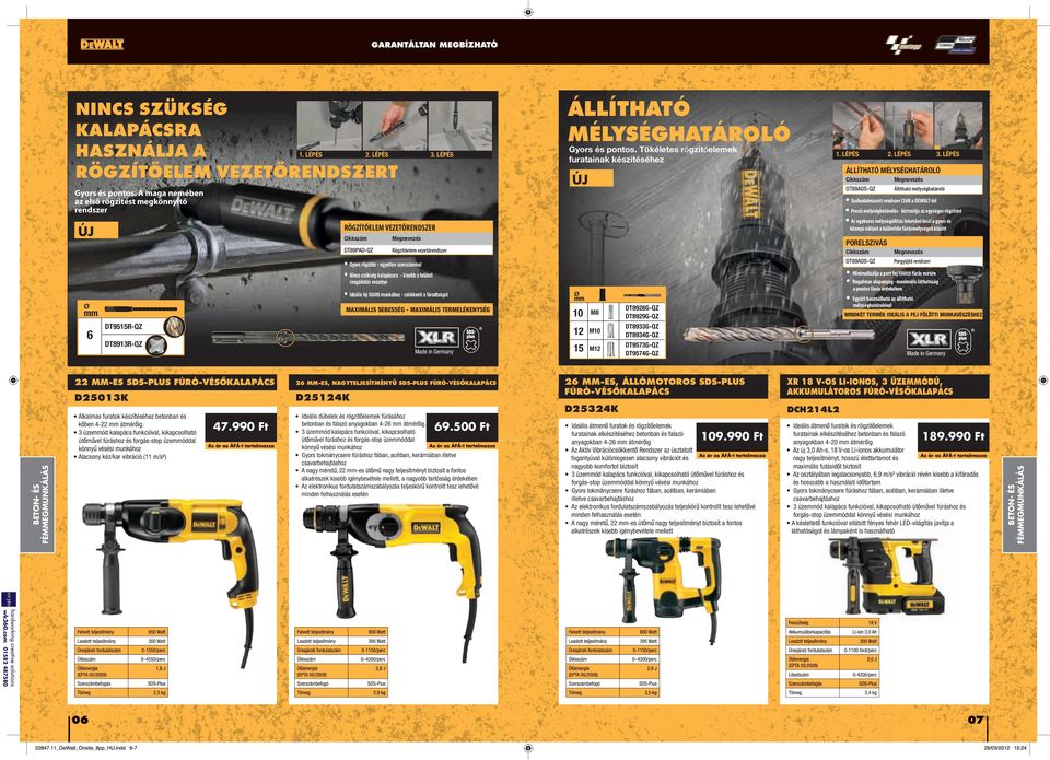 Gyors rögzítés - egyetlen szerszámmal Nincs szükség kalapácsra - kisebb a felületi rongálódás veszélye ø mm MAXIMÁLIS SEBESSÉG - MAXIMÁLIS TERMELÉKENYSÉG DT9515R-QZ DT8913R-QZ Made in Germany 22