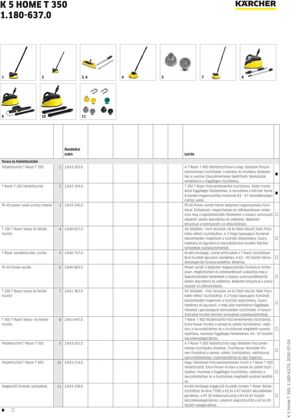0 T 250 T-Racer fröccsenésmentes tisztításhoz. Külön markolattal függőleges felületekhez. A tartozékok a Kärcher Home & Garden magasnyomású mosóinak K2 - K7 készülékkategóriáihoz valók.