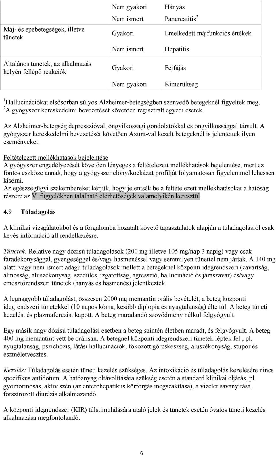 2 A gyógyszer kereskedelmi bevezetését követően regisztrált egyedi esetek. Az Alzheimer-betegség depresszióval, öngyilkossági gondolatokkal és öngyilkossággal társult.