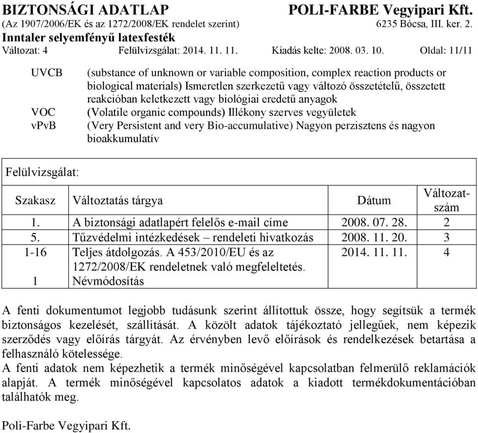 keletkezett vagy biológiai eredetű anyagok (Volatile organic compounds) Illékony szerves vegyületek (Very Persistent and very Bio-accumulative) Nagyon perzisztens és nagyon bioakkumulatív