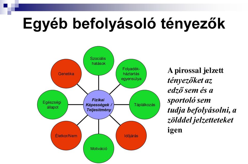 egyensúlya Időjárás Táplálkozás A pirossal jelzett tényezőket az edző