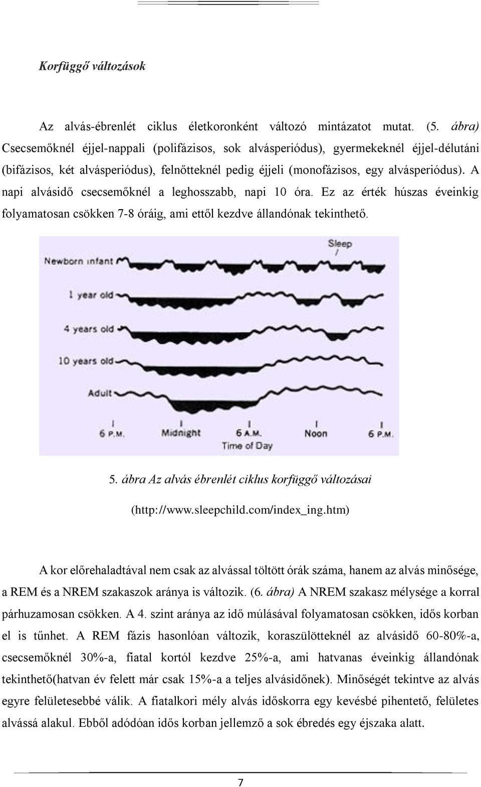A napi alvásidő csecsemőknél a leghosszabb, napi 10 óra. Ez az érték húszas éveinkig folyamatosan csökken 7-8 óráig, ami ettől kezdve állandónak tekinthető. 5.