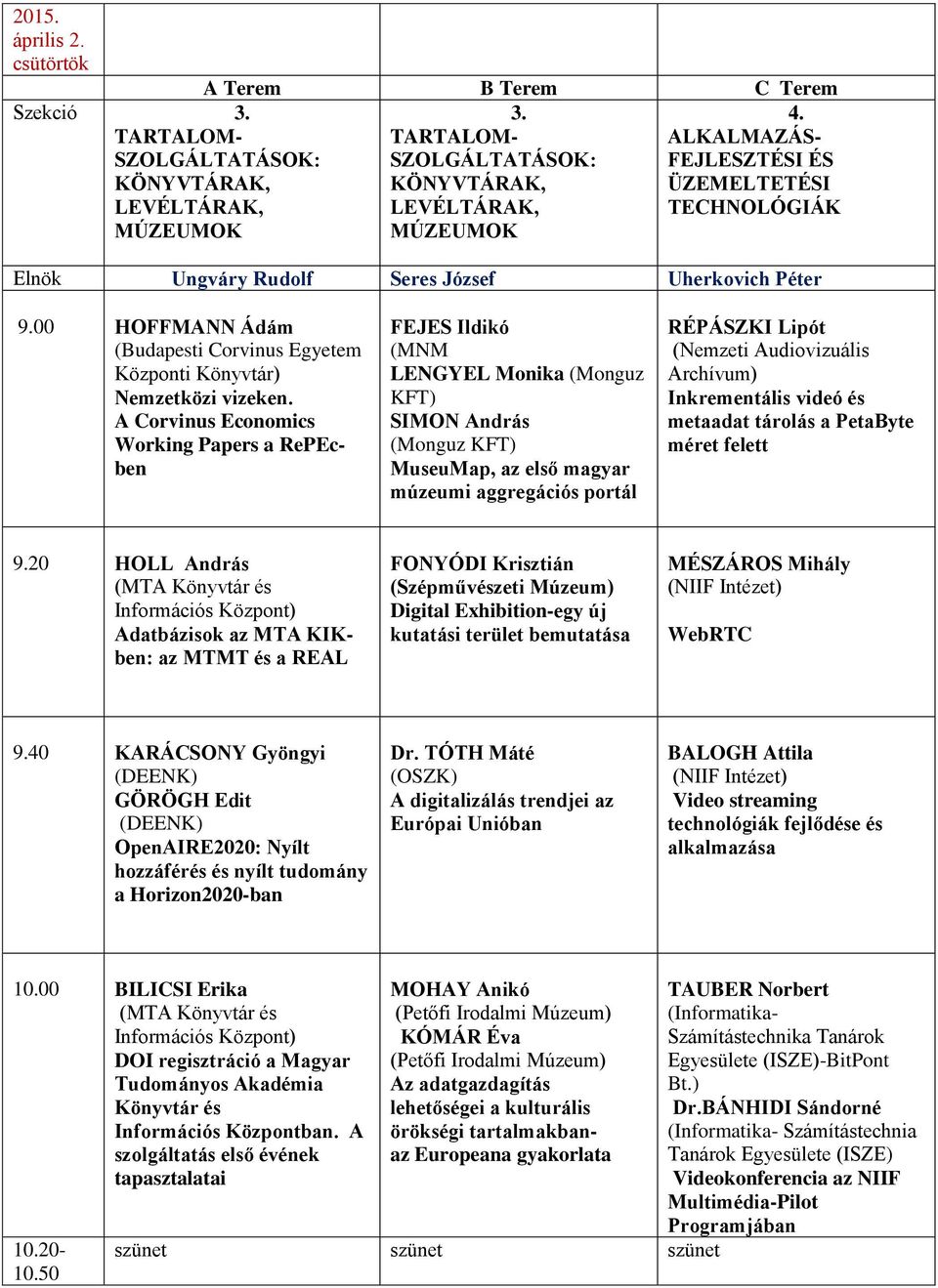 A Corvinus Economics Working Papers a RePEcben FEJES Ildikó (MNM LENGYEL Monika (Monguz KFT) SIMON András (Monguz KFT) MuseuMap, az első magyar múzeumi aggregációs portál RÉPÁSZKI Lipót (Nemzeti