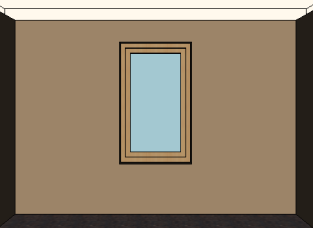 1. Lecke: Nappali tervezés 13 Kattintson a Zöld pipára (8) az ablak a fal közepére helyeződik. Helyezzen el ugyanezen a falon további két ablakot az előbbi instrukciók alapján.