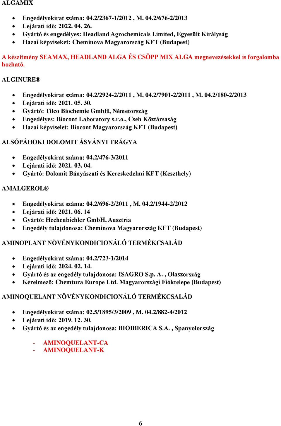 is forgalomba hozható. ALGINURE Engedélyokirat száma: 04.2/2924-2/2011, M. 04.2/7901-2/2011, M. 04.2/180-2/2013 Lejárati idő: 2021. 05. 30.