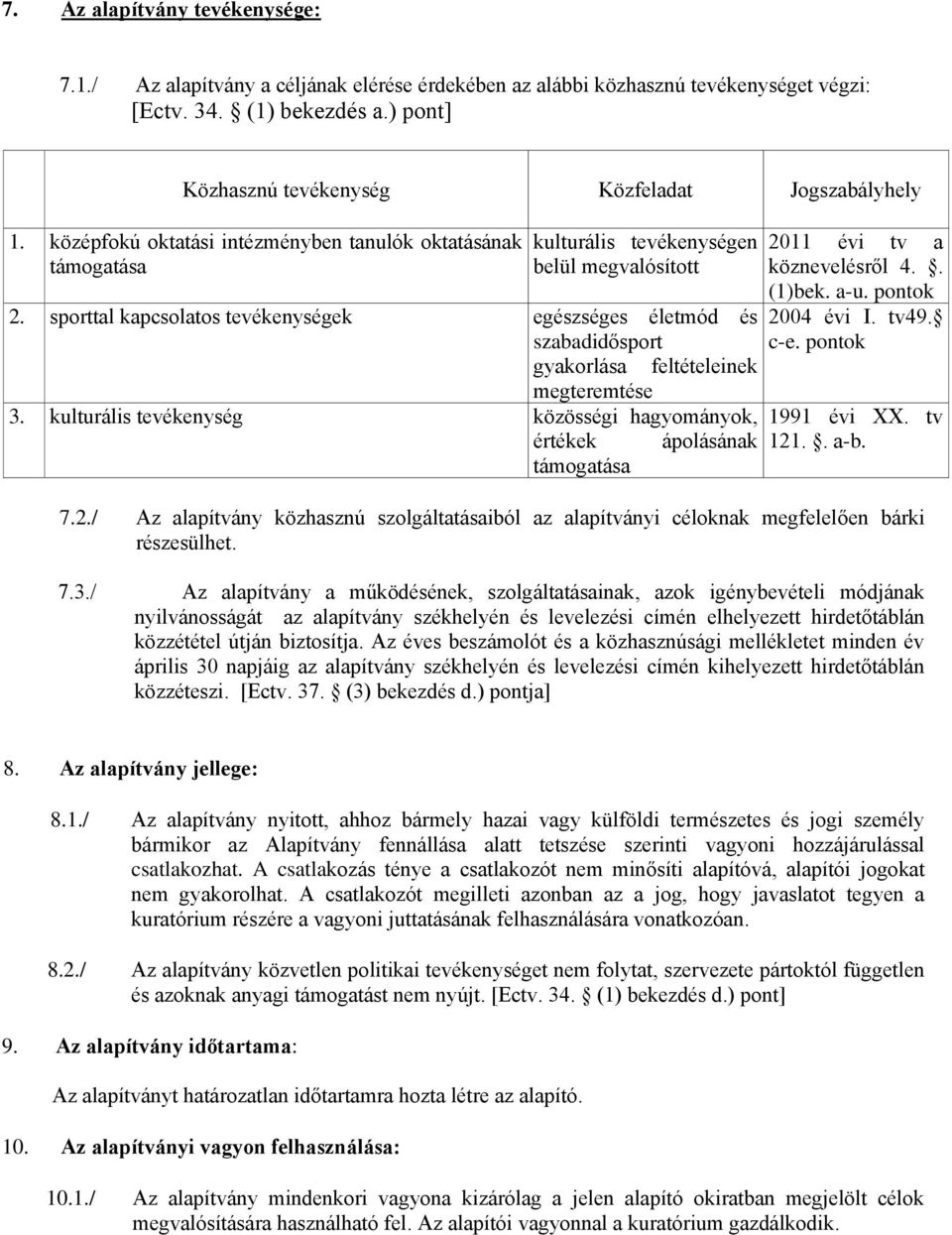 sporttal kapcsolatos tevékenységek egészséges életmód és szabadidősport gyakorlása feltételeinek megteremtése 3.