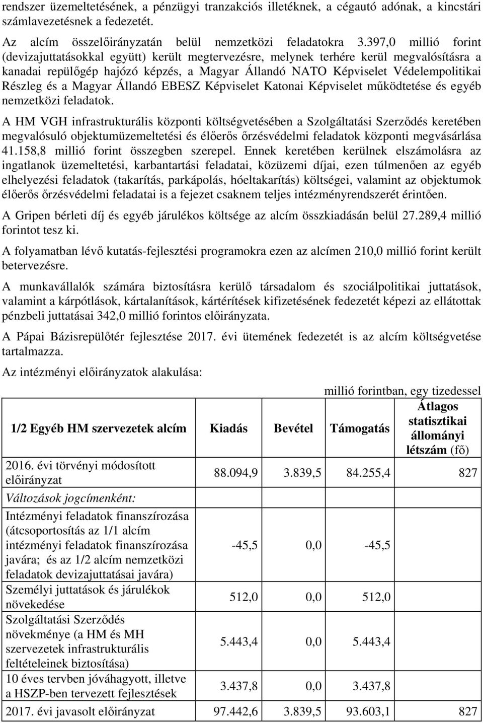 Részleg és a Magyar Állandó EBESZ Képviselet Katonai Képviselet működtetése és egyéb nemzetközi feladatok.