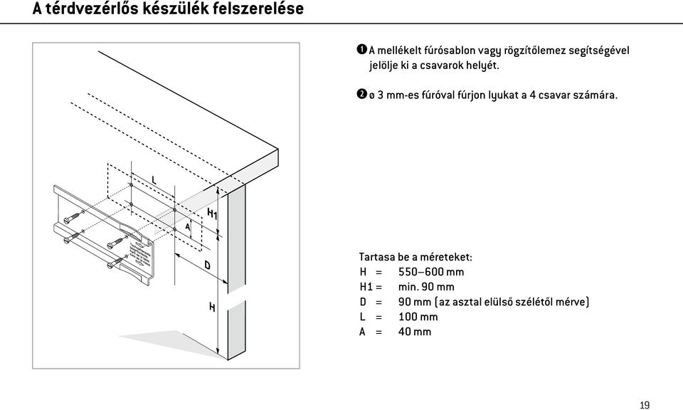 ø 3 mm-es fúróval fúrjon lyukat a 4 csavar számára.