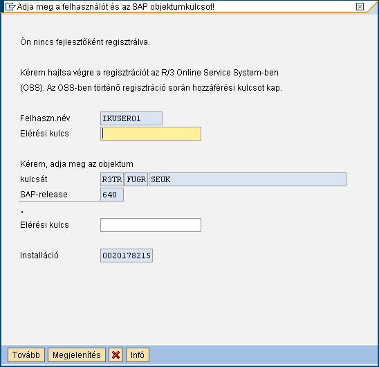 Standard SAP program módosítása elérési