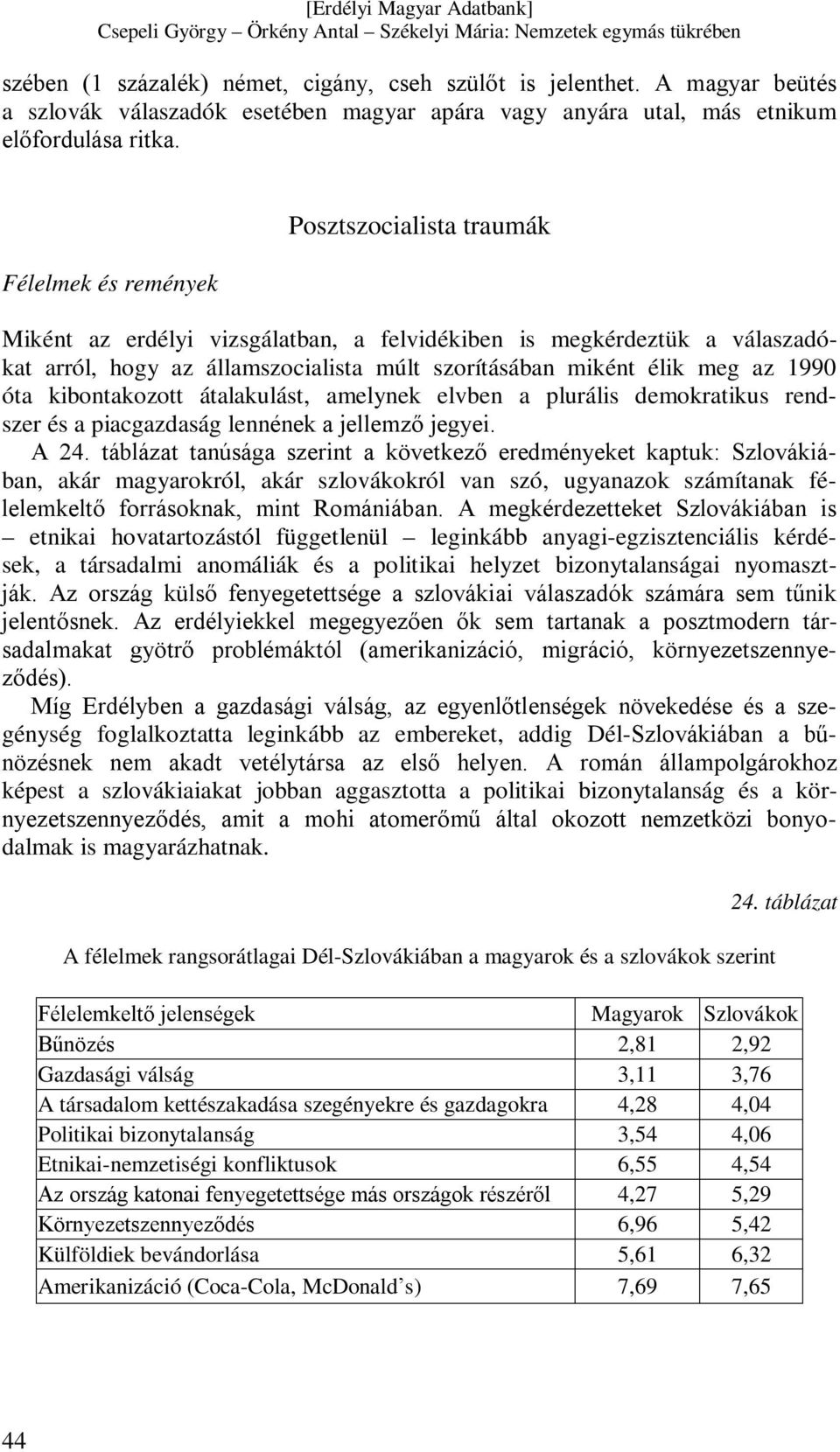 óta kibontakozott átalakulást, amelynek elvben a plurális demokratikus rendszer és a piacgazdaság lennének a jellemző jegyei. A 24.