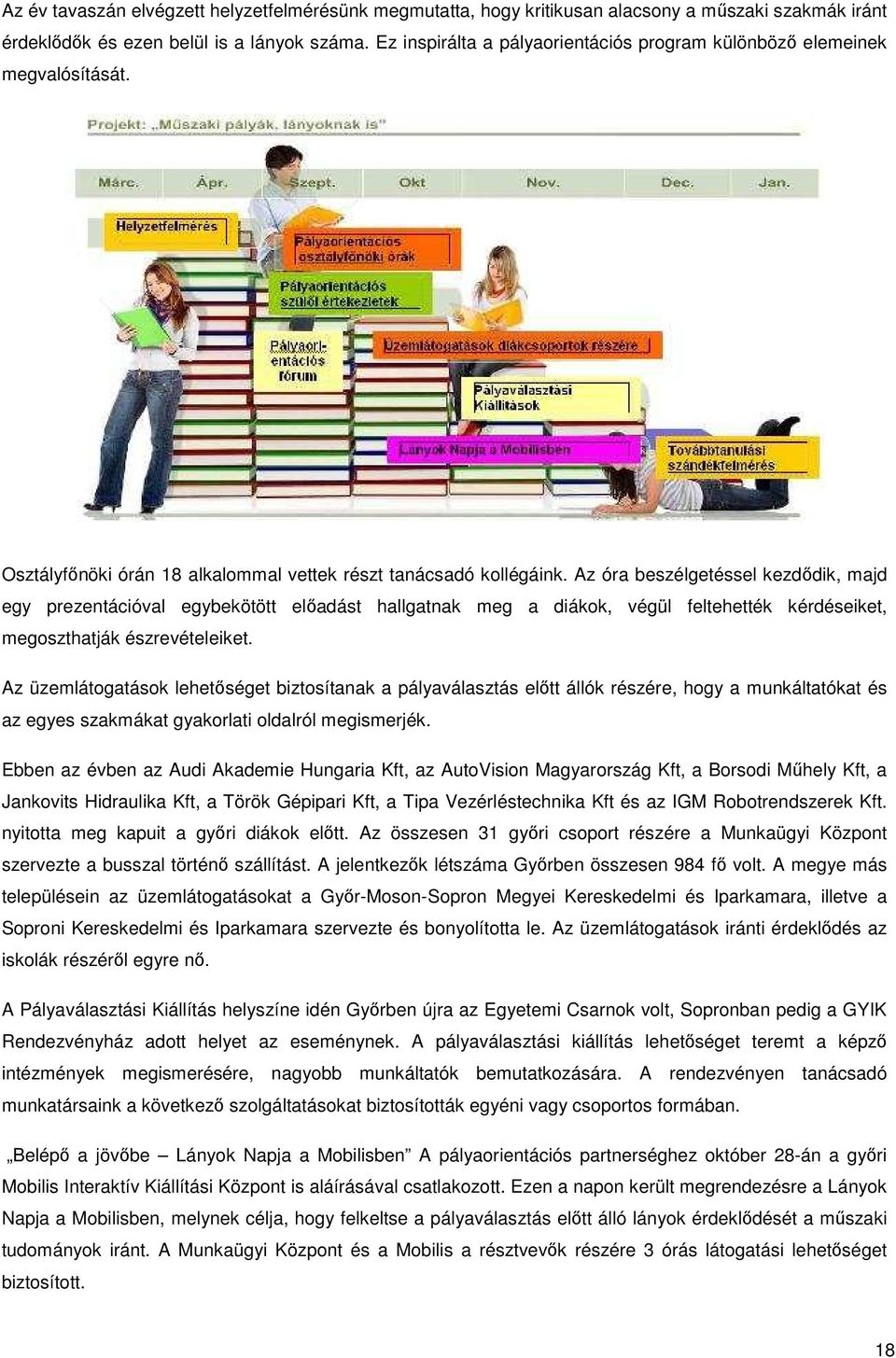 Az óra beszélgetéssel kezdődik, majd egy prezentációval egybekötött előadást hallgatnak meg a diákok, végül feltehették kérdéseiket, megoszthatják észrevételeiket.