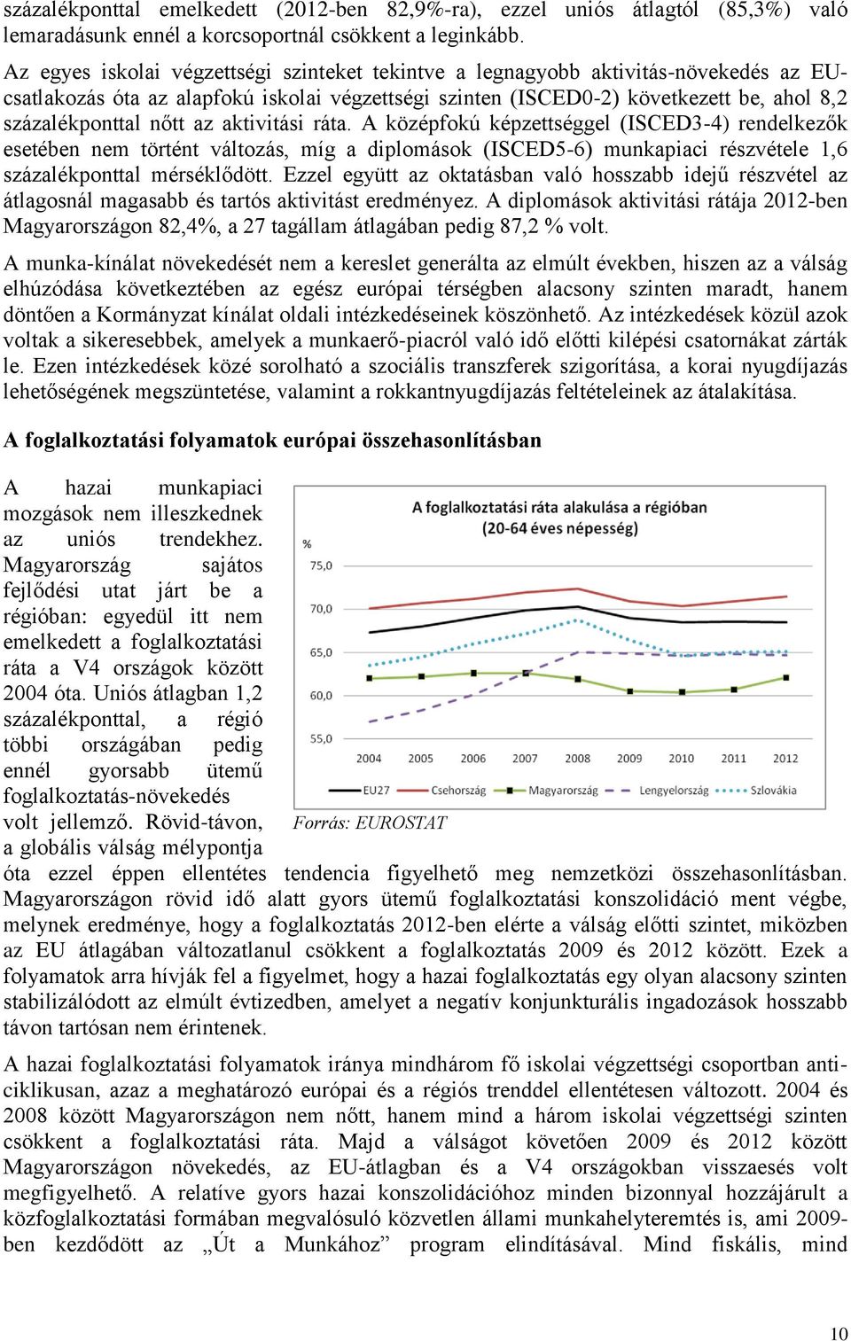 az aktivitási ráta. A középfokú képzettséggel (ISCED3-4) rendelkezők esetében nem történt változás, míg a diplomások (ISCED5-6) munkapiaci részvétele 1,6 százalékponttal mérséklődött.