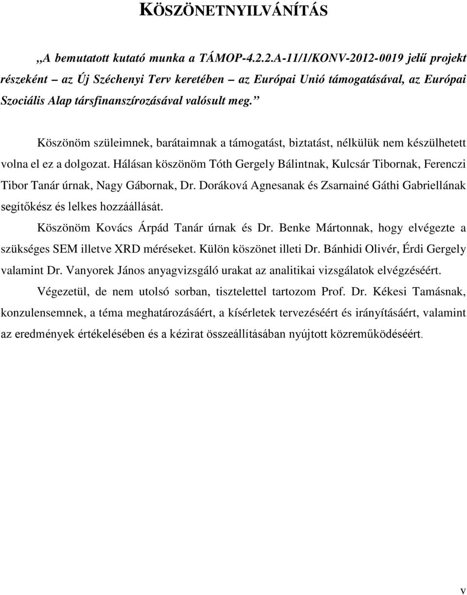 Köszönöm szüleimnek, barátaimnak a támogatást, biztatást, nélkülük nem készülhetett volna el ez a dolgozat.