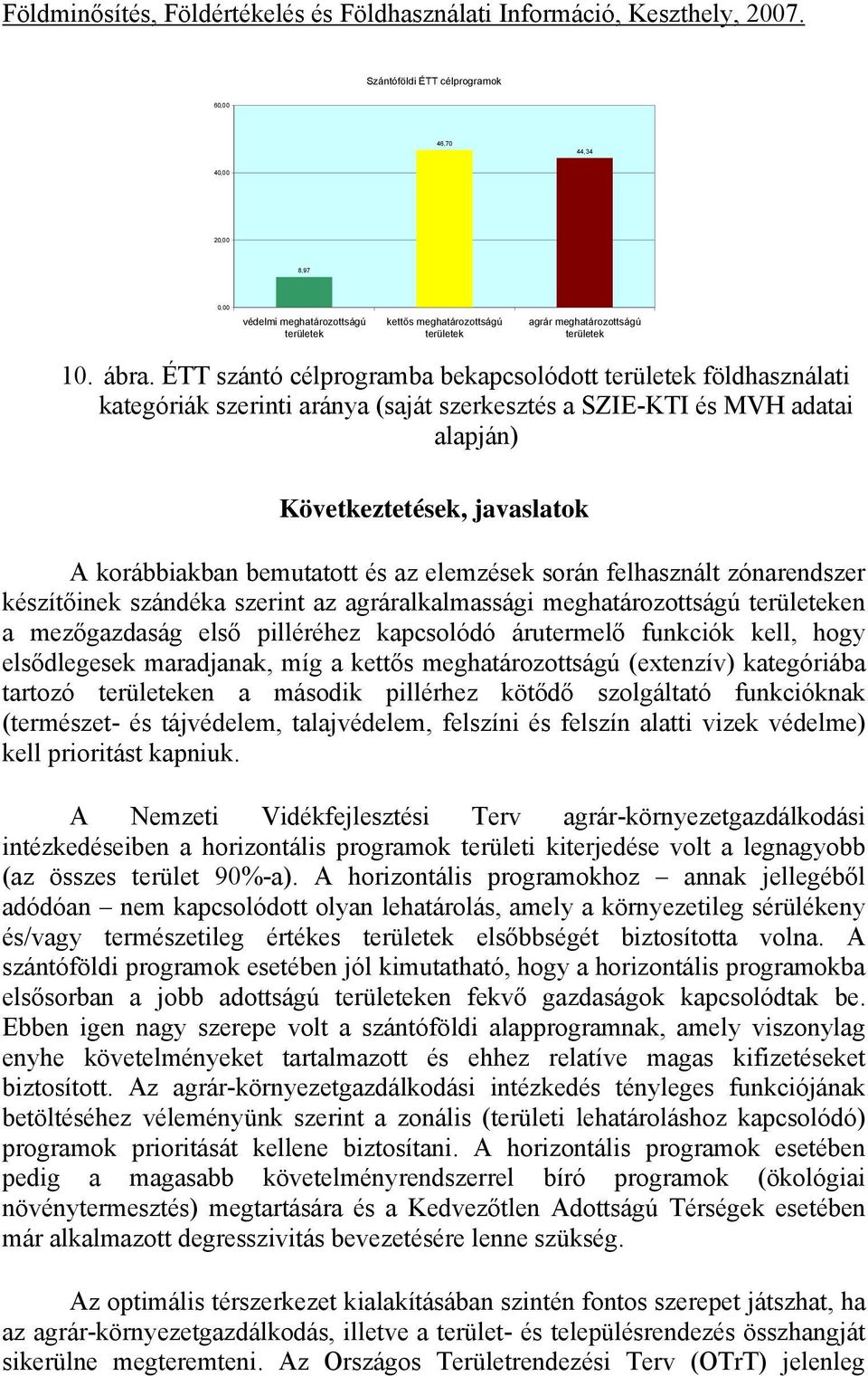 elemzések során felhasznált zónarendszer készítőinek szándéka szerint az agráralkalmassági meghatározottságú en a mezőgazdaság első pilléréhez kapcsolódó árutermelő funkciók kell, hogy elsődlegesek