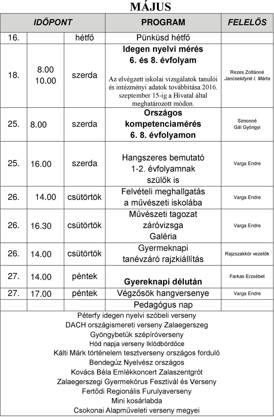 14.00 csütörtök Hangszeres bemutató 1-2.