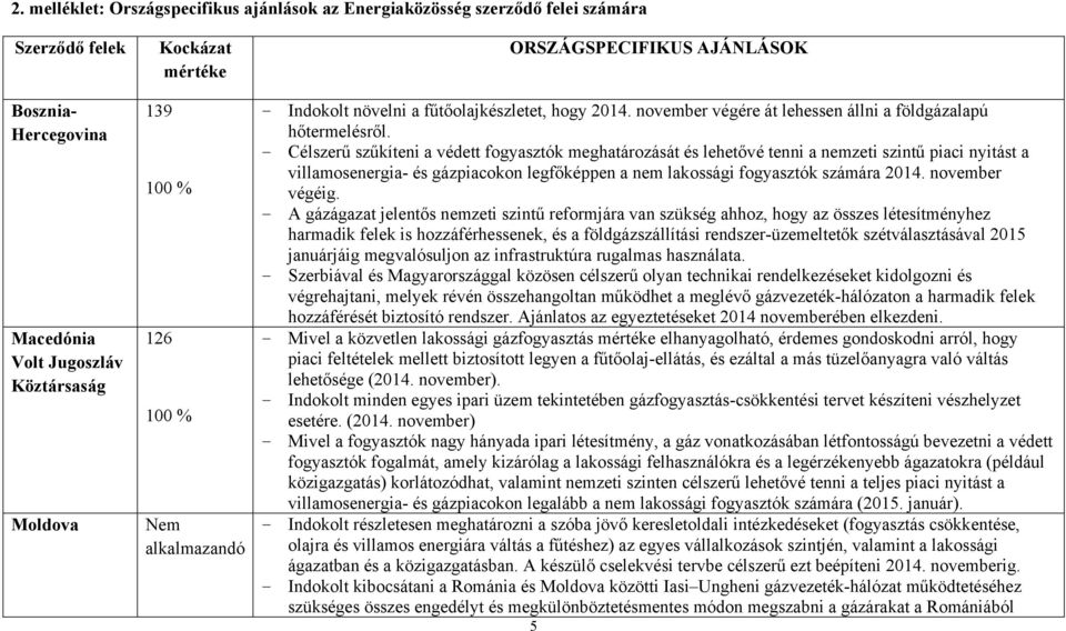 - Célszerű szűkíteni a védett fogyasztók meghatározását és lehetővé tenni a nemzeti szintű piaci nyitást a villamosenergia- és gázpiacokon legfőképpen a nem lakossági fogyasztók számára 2014.